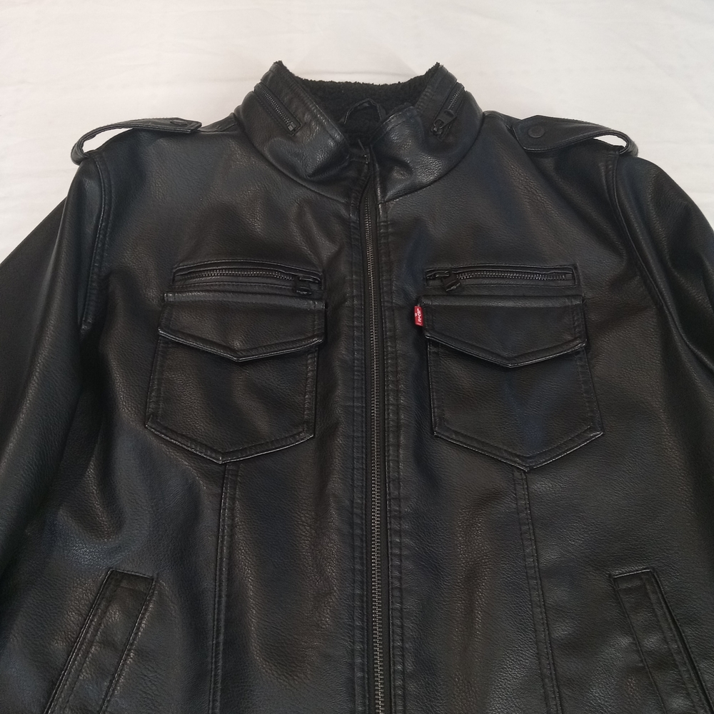 Levi's Men's Black Faux fur Leather Jacket Size XL